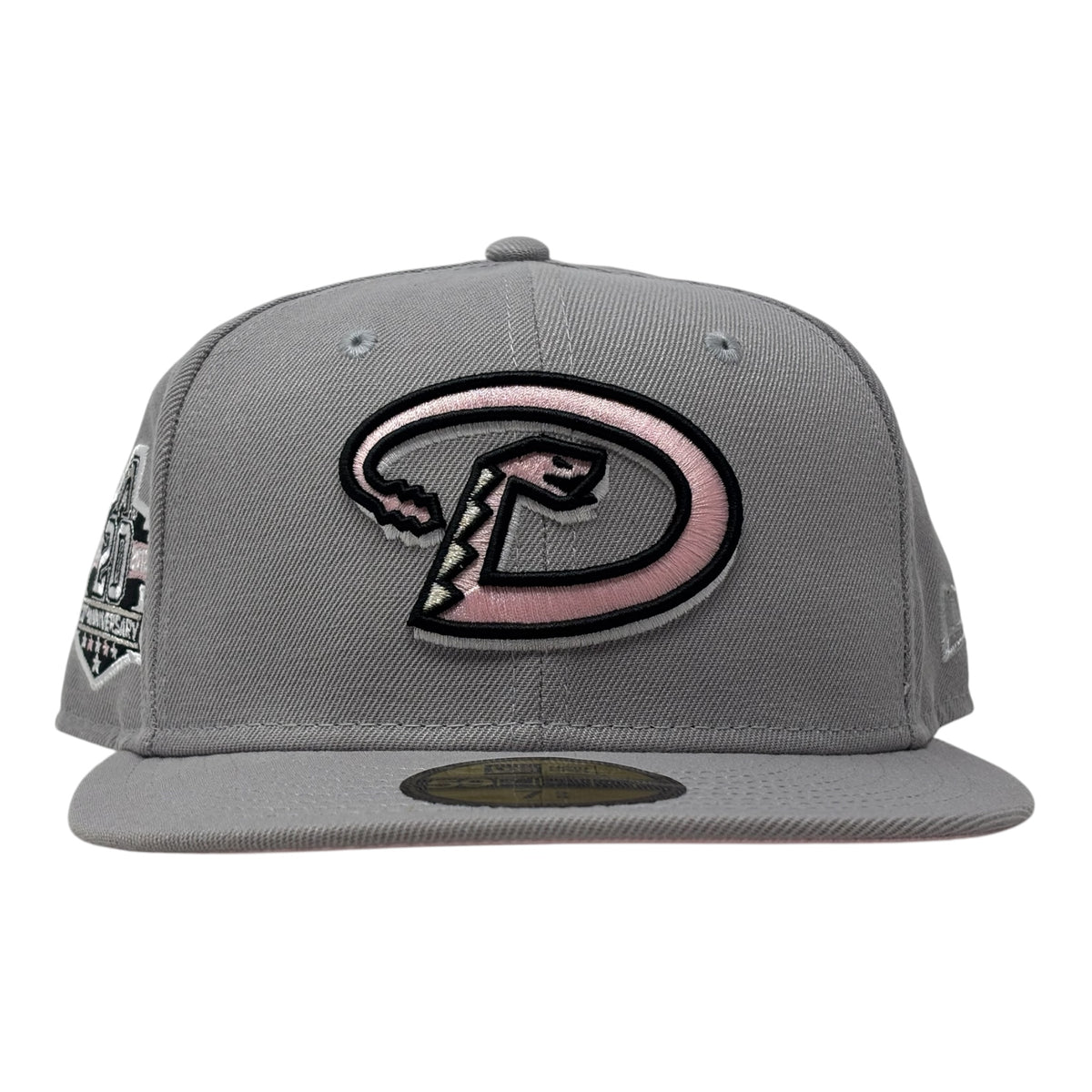 Arizona Diamondbacks 20th Anniversary Pink Brim 59Fifty New Era Fitted Hat-Gray