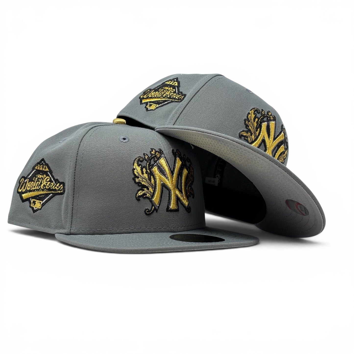 New York Yankees 1996 World Series iconic interlocking New Era Fitted Hats-Gray
