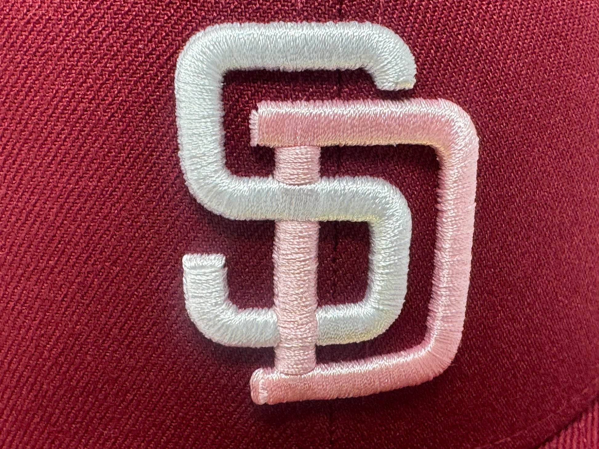 San Diego Padres 25th Anniversary Pink Brim New Era Fitted Hat-Burgundy