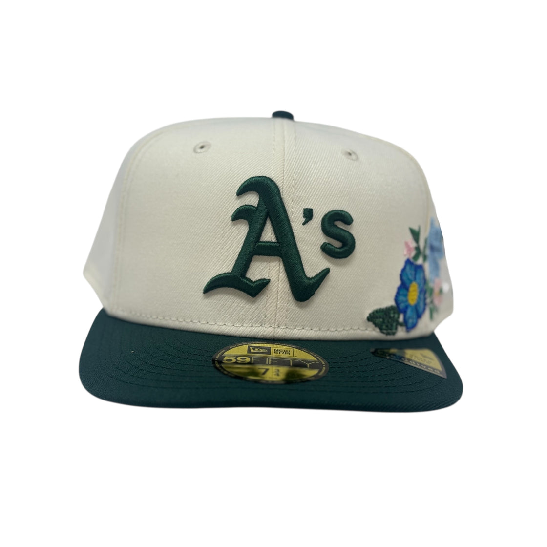 Las Vegas Athletics Tonal Floral Pre-Curved Fitted-Off White Green