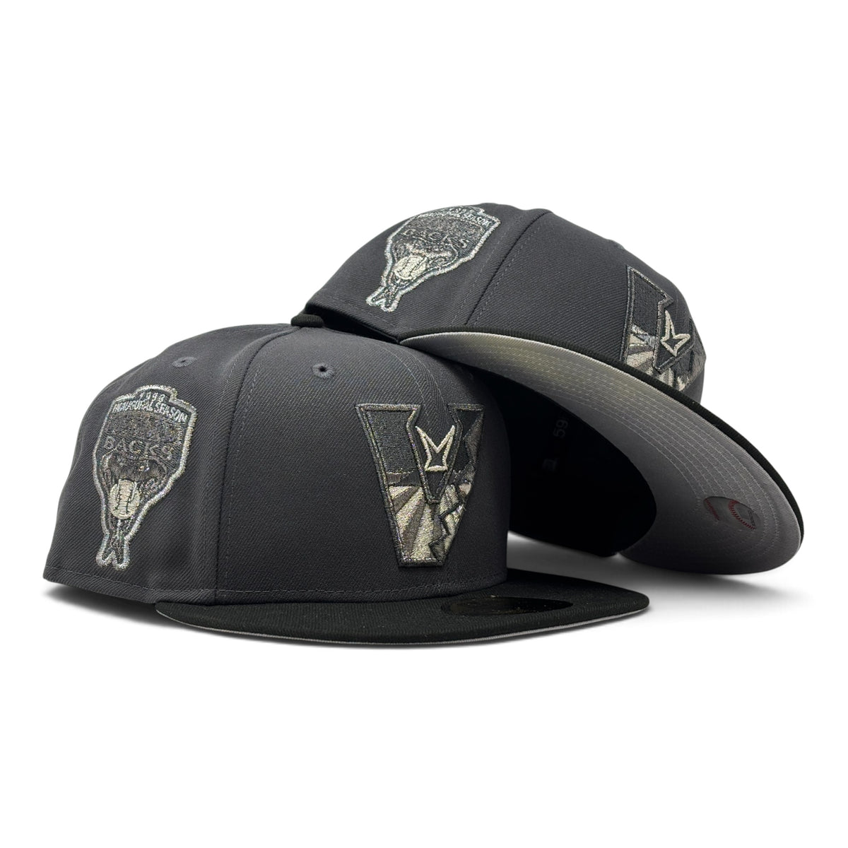 Arizona Diamondbacks 1998 Inaugural Season Upside Down Logo Fitted Hats-Dark Gray Black