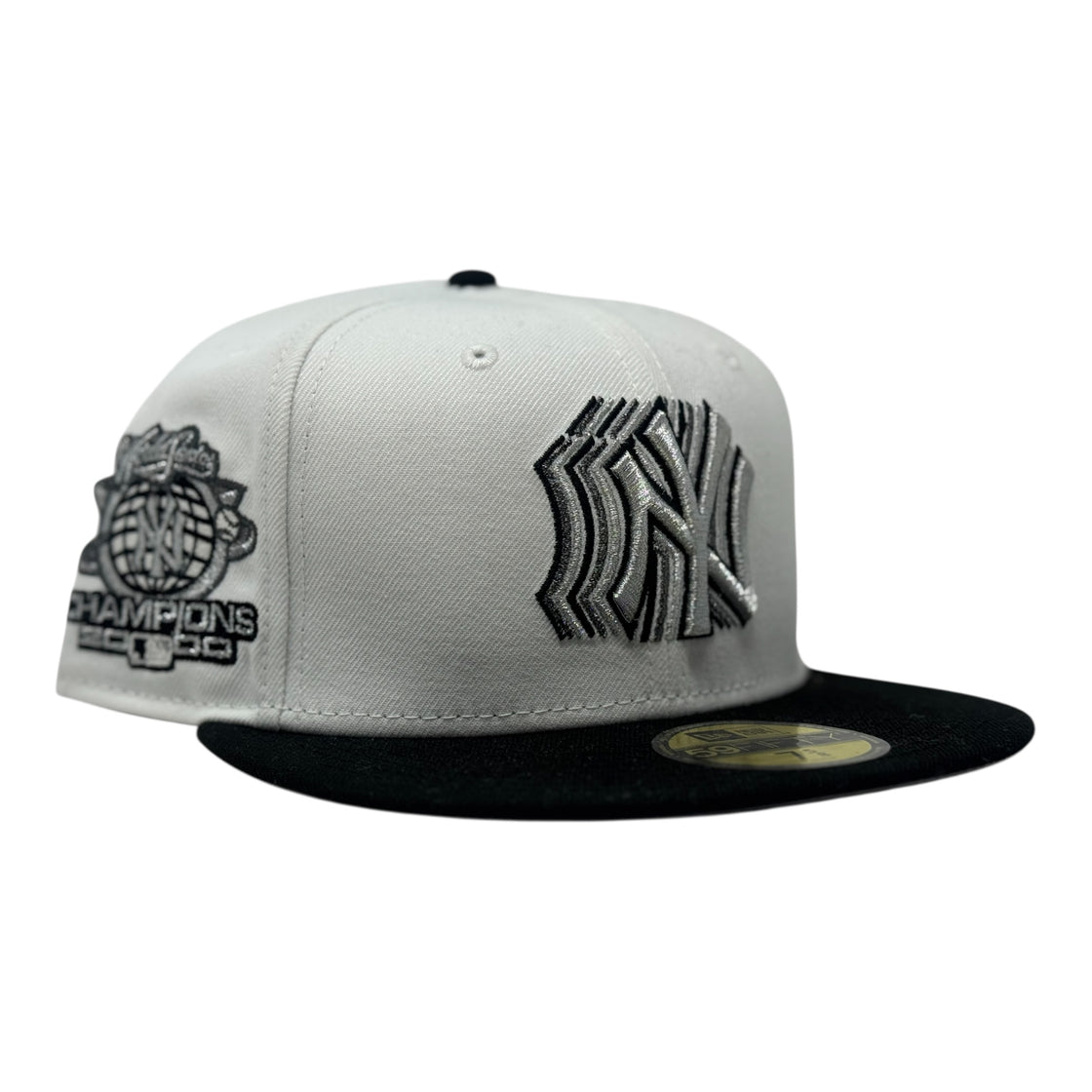 New York Yankees 2000 World Series Shadow Logo Fitted Hats-White Black