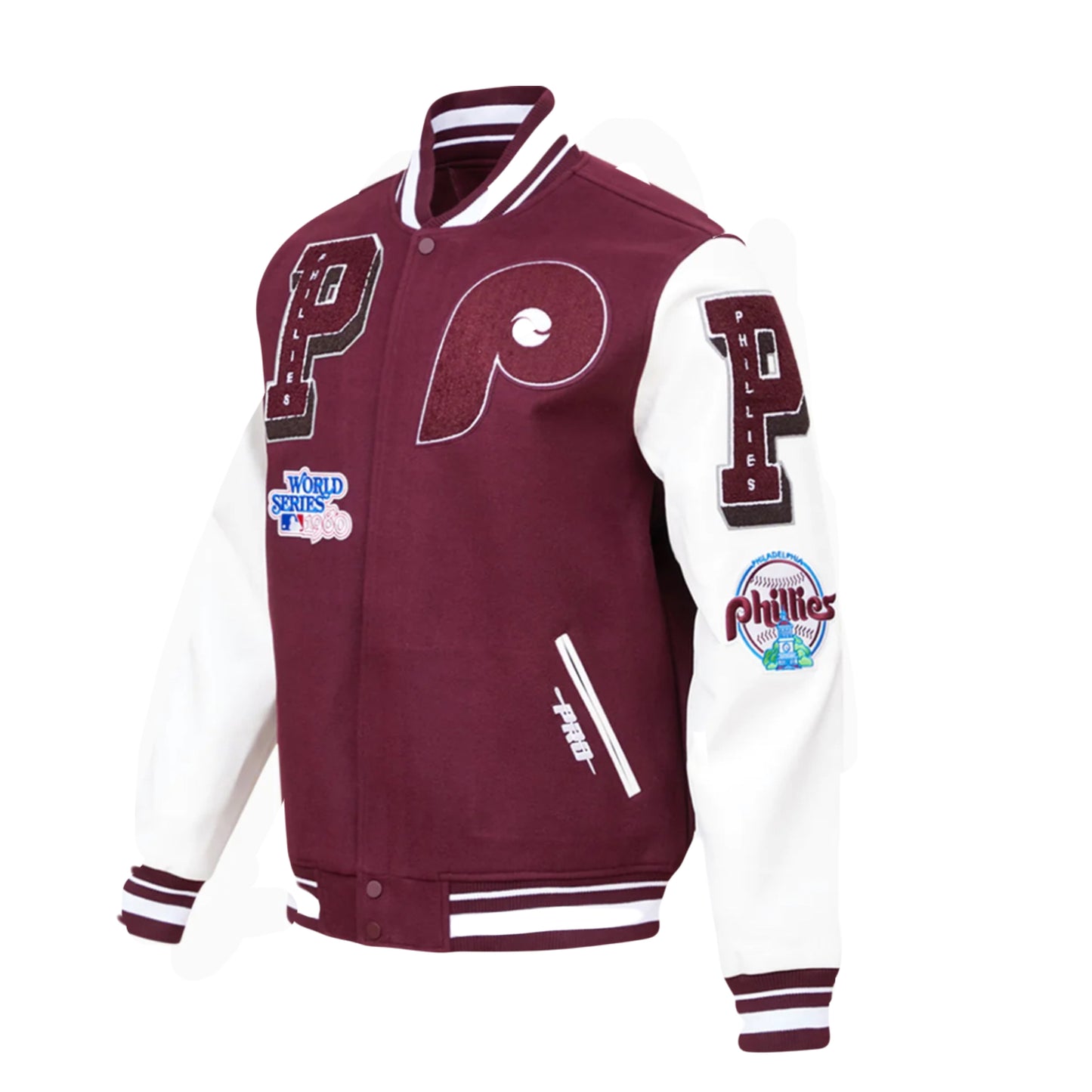 Philadelphia Phillies Maroon Pro Standard Logo Mashup Wool Varsity Heavy Jacket