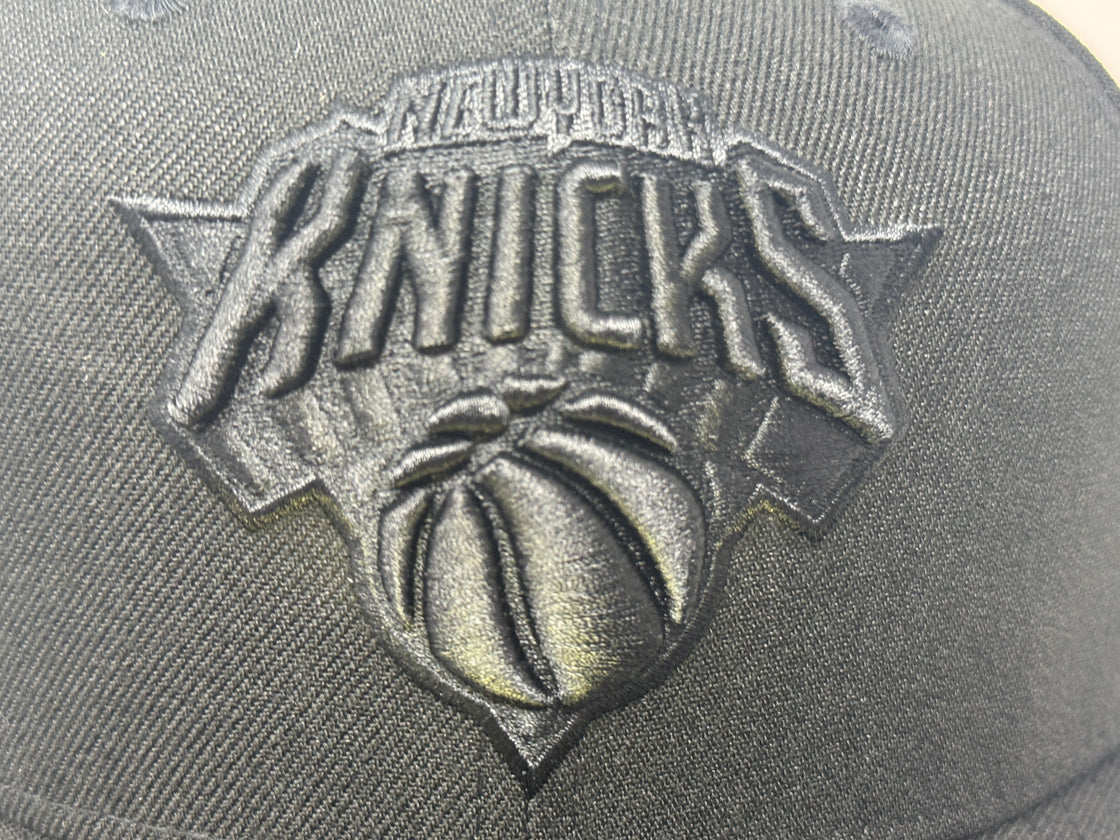 New York Knicks 3D Black Tonal Fitted Hats-Sports World NY