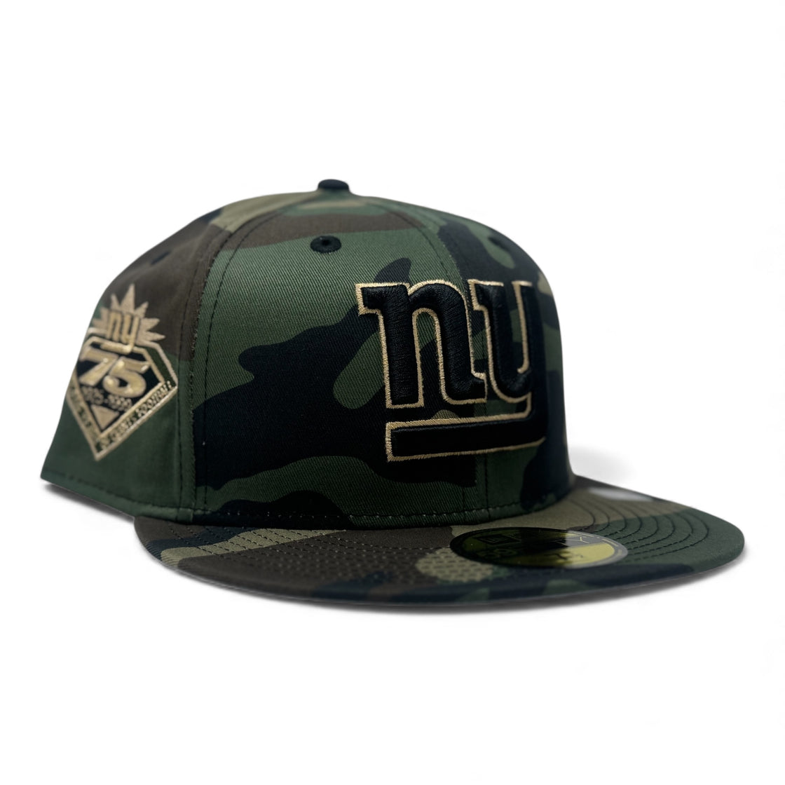 New York Giants 75th Anniversary NFL Fitted Hat-Woodland Camouflage