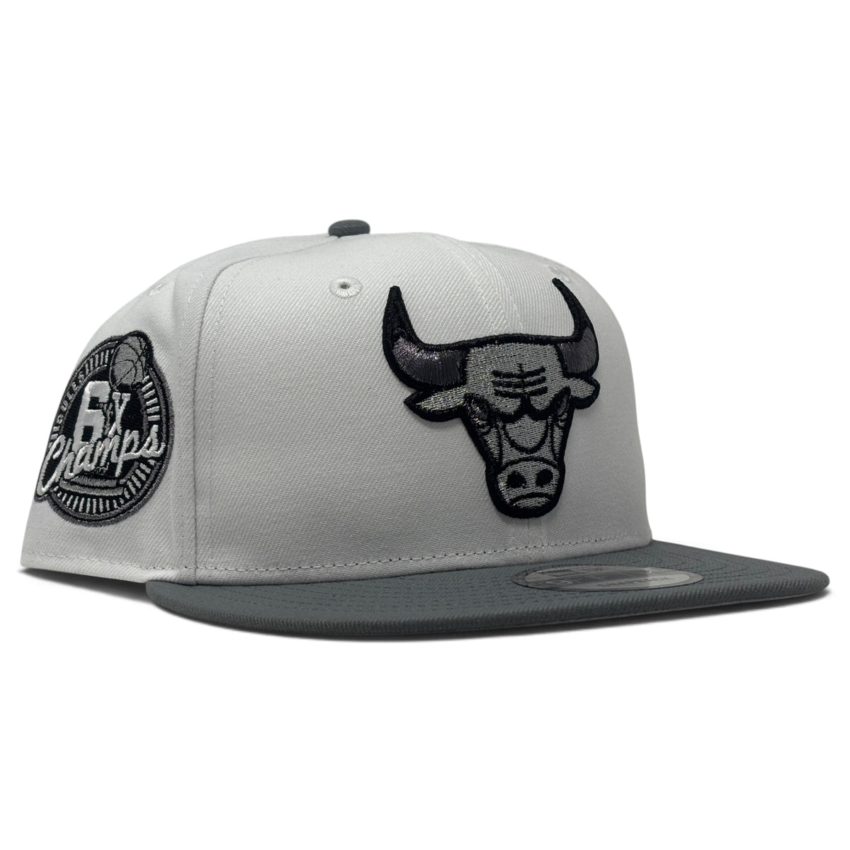 Chicago Bulls 6X 9Fifty Snapback Hats-White Dark Gray