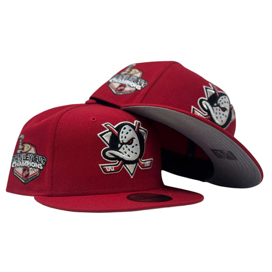Anaheim Ducks Stanley Cup Champions Fitted Hats-Red