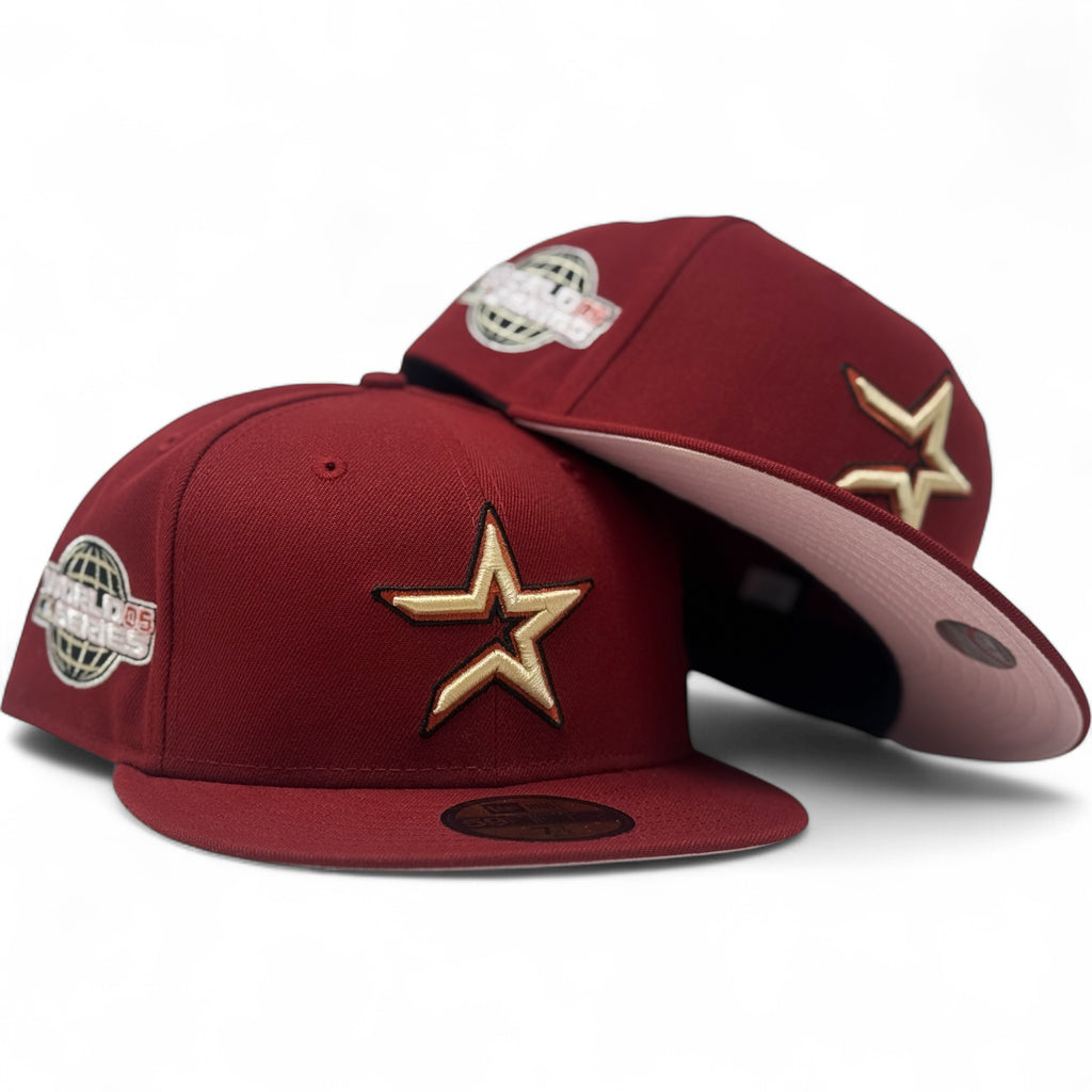 Houston Astros Brick Red 2005 World Series Pink Brim New Era Fitted Hat