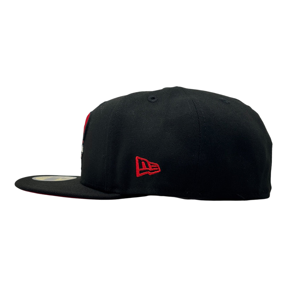 Aztec Skull Warriors Red Brim New Era Fitted Hat- Black