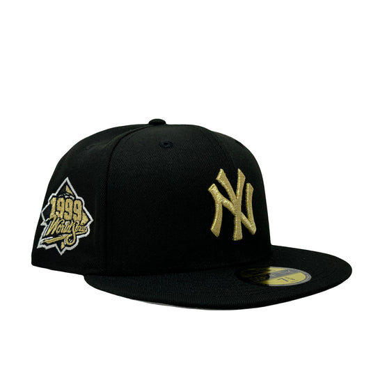 New York Yankees 1999 World Series Black Metallic Gold Logo New Era Fitted Hat