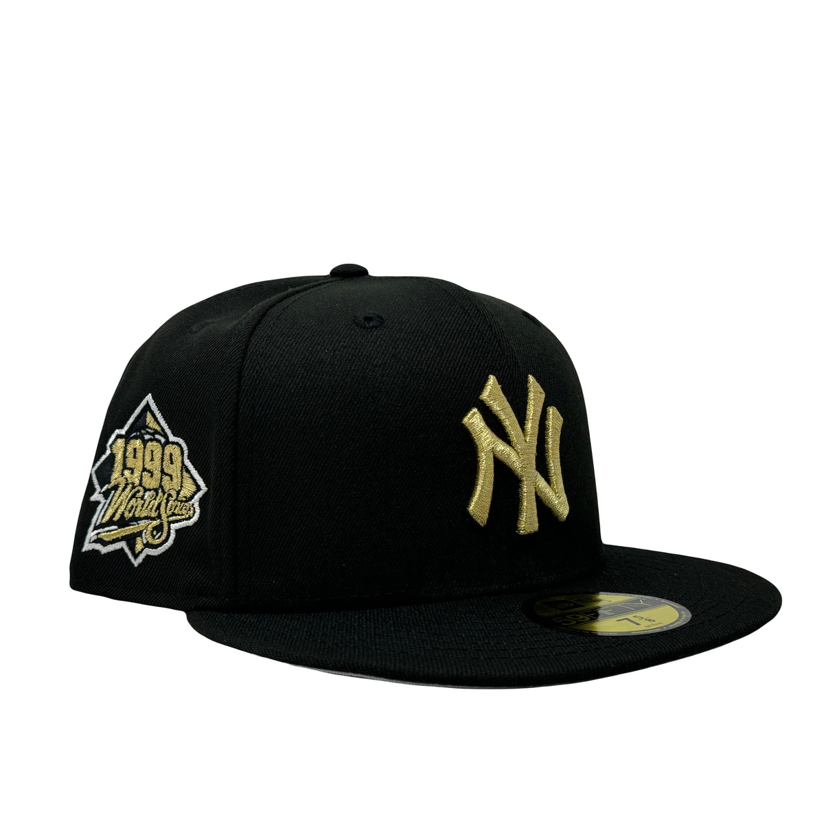 NY Yankees 1999 World Series Black Metallic Gold Logo Fitted Hat ...