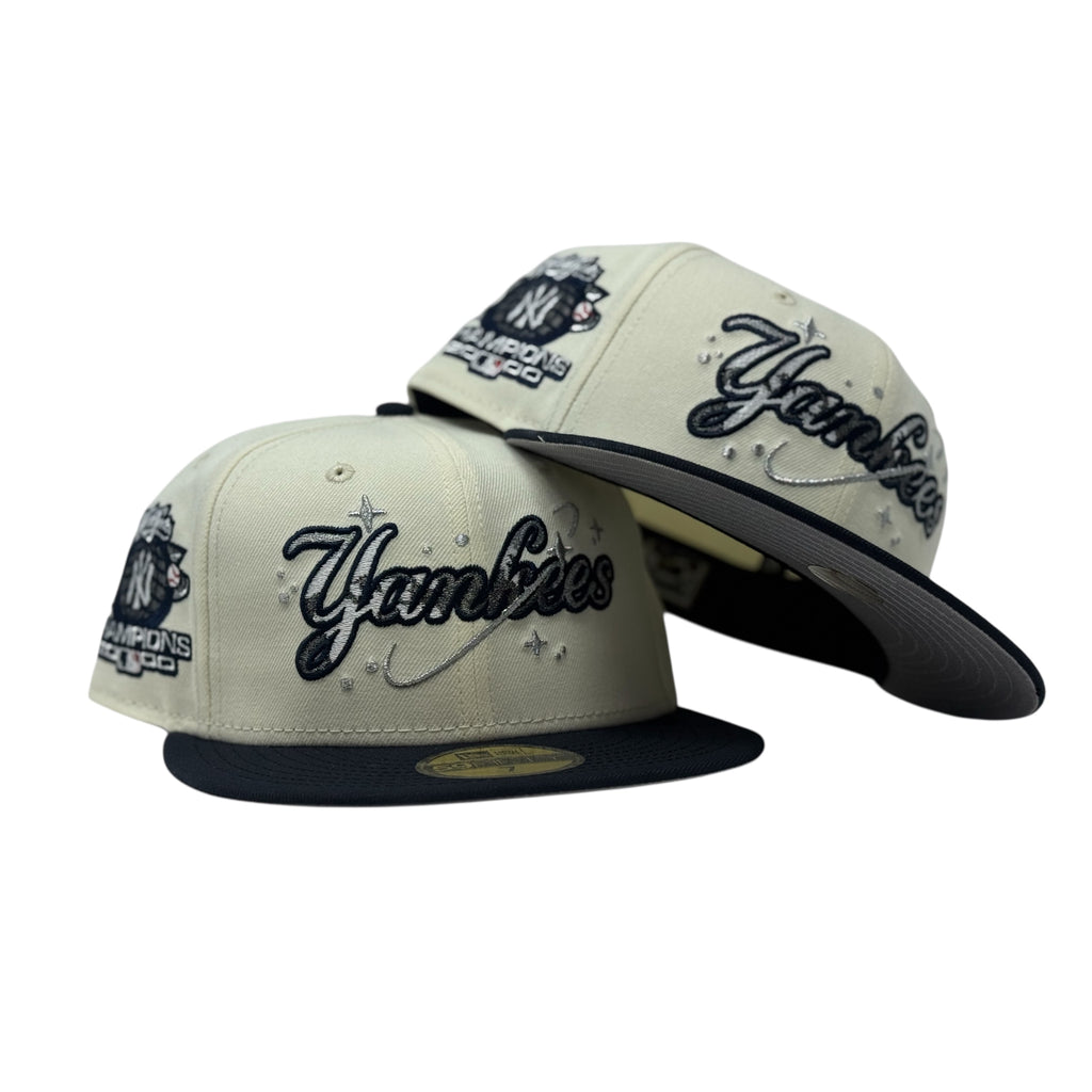 New York Yankees 2000 World Series Fitted Hats-Chrome Navy