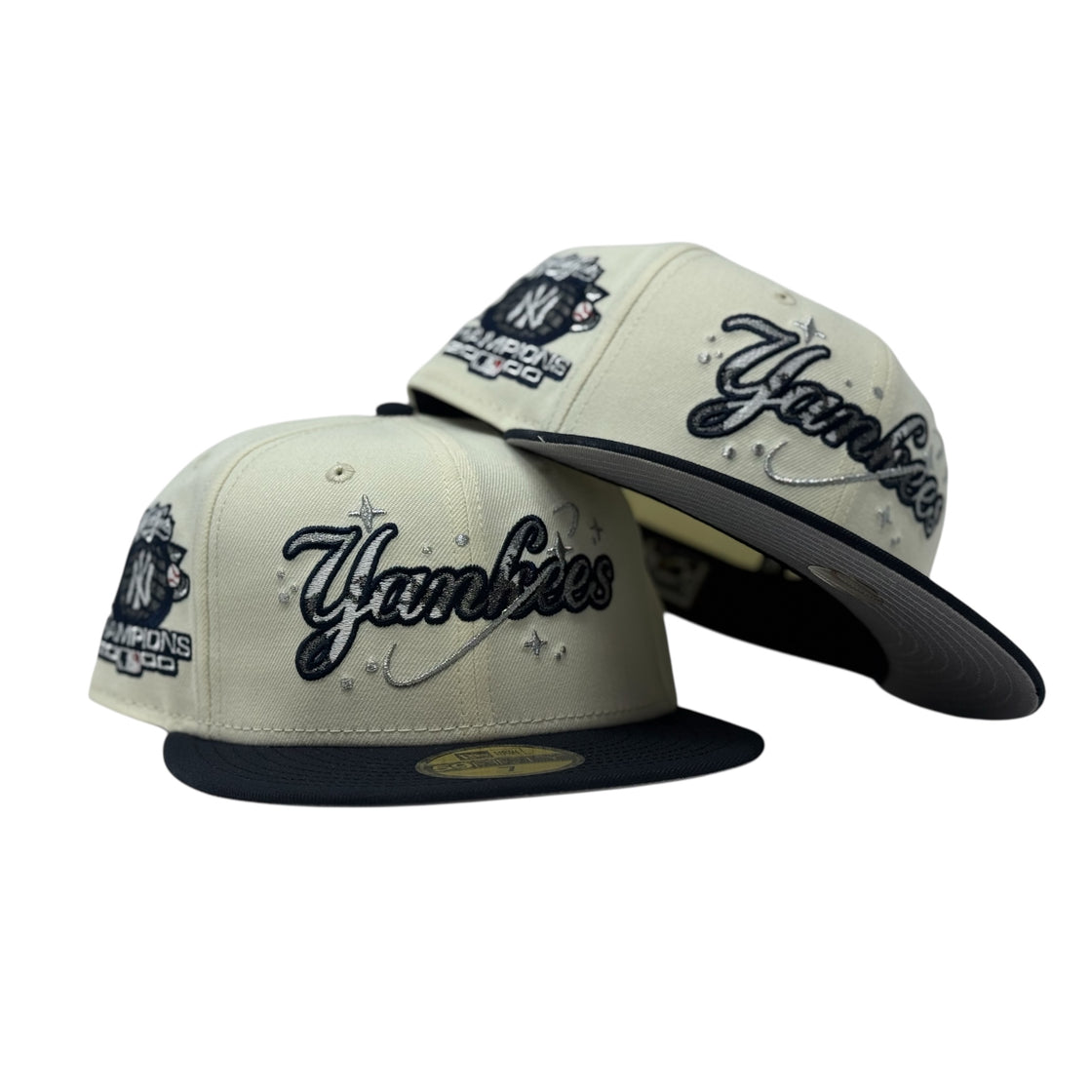 New York Yankees 2000 World Series Fitted Hats-Chrome Navy