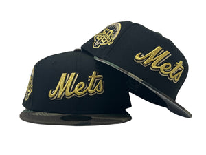 New York Mets Black Woodland Camouflage New Era Fitted Hat