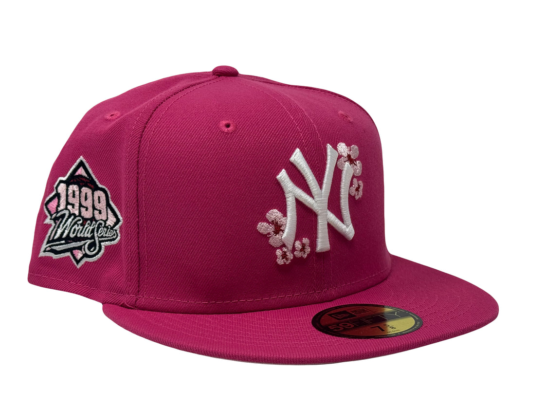 New York Yankees 1999 World Series Cherry Blossom Pack Hot Pink 59Fifty New Era Fitted Hat