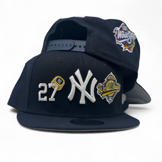 New York Yankees 27X Champions Multi Logo Navy Blue Snapback Hats
