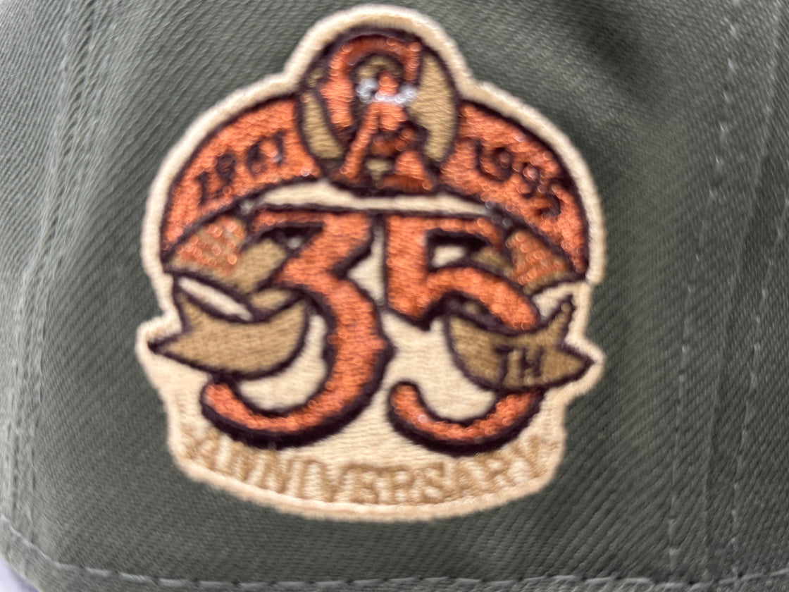 Los Angeles Angels 35th Anniversary Fitted Hats-Olive