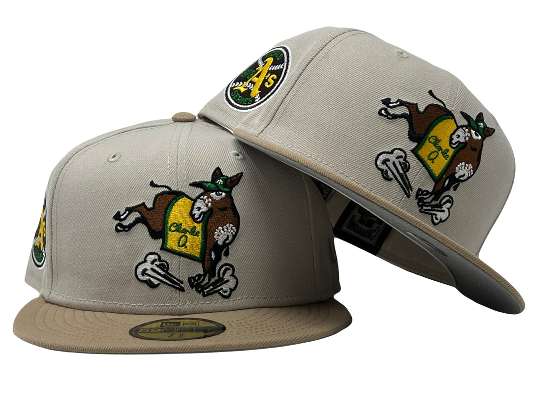 Stone Pack Oakland Athletics Mascot Logo New Era Fitted Hat