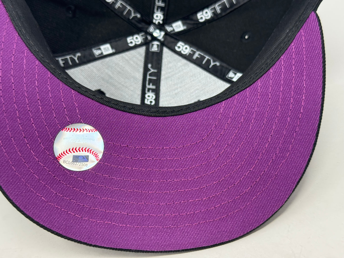 Oakland Athletics 1989 World Series Fusion Purple  Brim Fitted Hat-Black