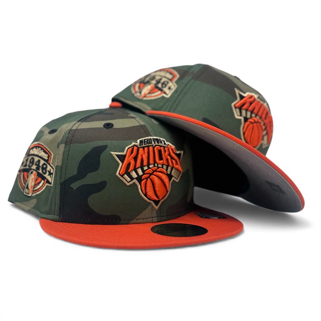 New York Knicks 1946 Established Fitted Hats-Camouflage Orange