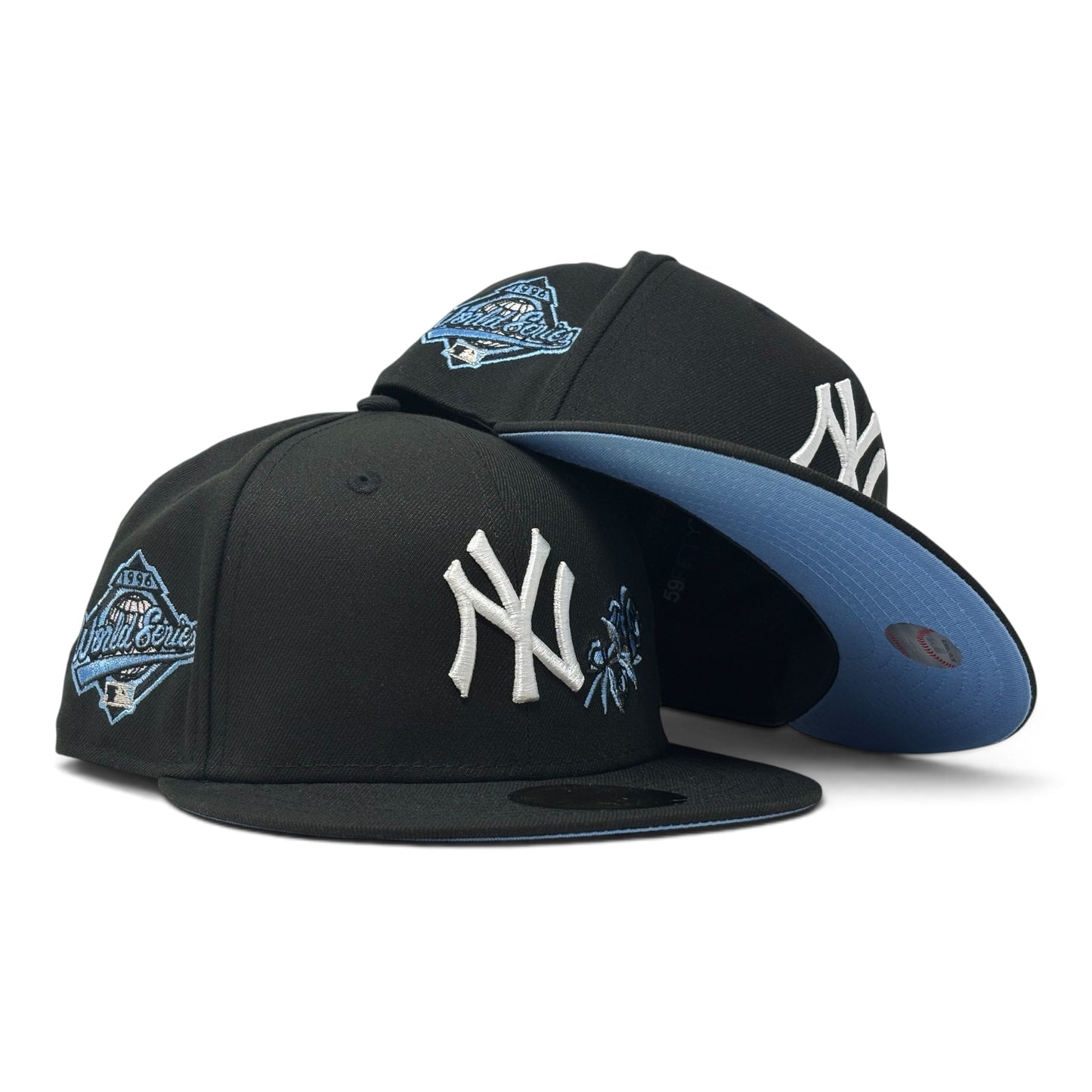 New York Yankees 1996 World Series Floral Logo Fitted Hat-Black Sky