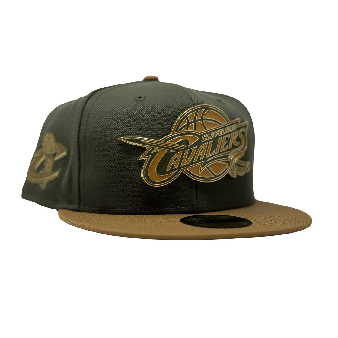 Cleveland Cavaliers Olive green Camel Visor Metal Plate Fitted Hats