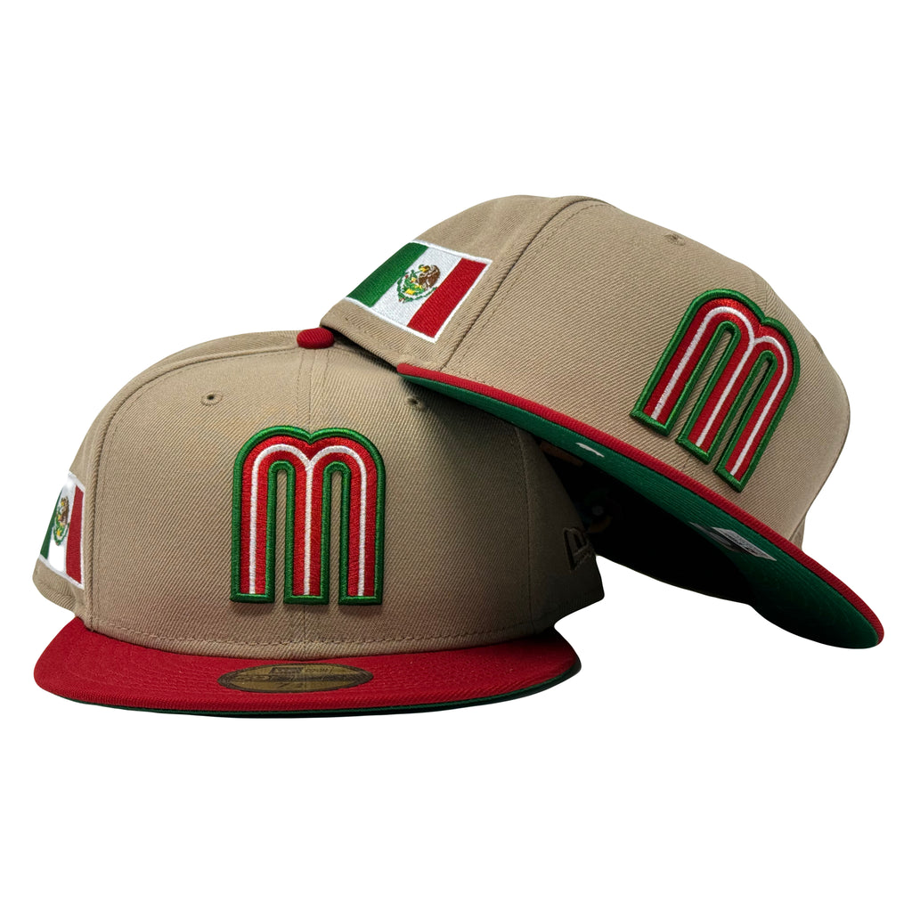 Mexico World Baseball Classic Camel Red Visor 5950 New Era Fitted Hat