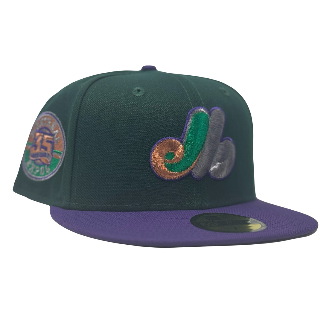 Montreal Expos 35th Anniversary Joker color Green Purple Fitted Hats