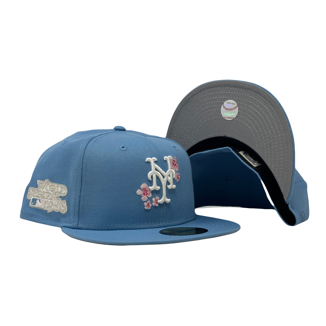New York Mets 1986 World Series Cherry Blossom Pack Sky Blue 59Fifty New Era Fitted Hat