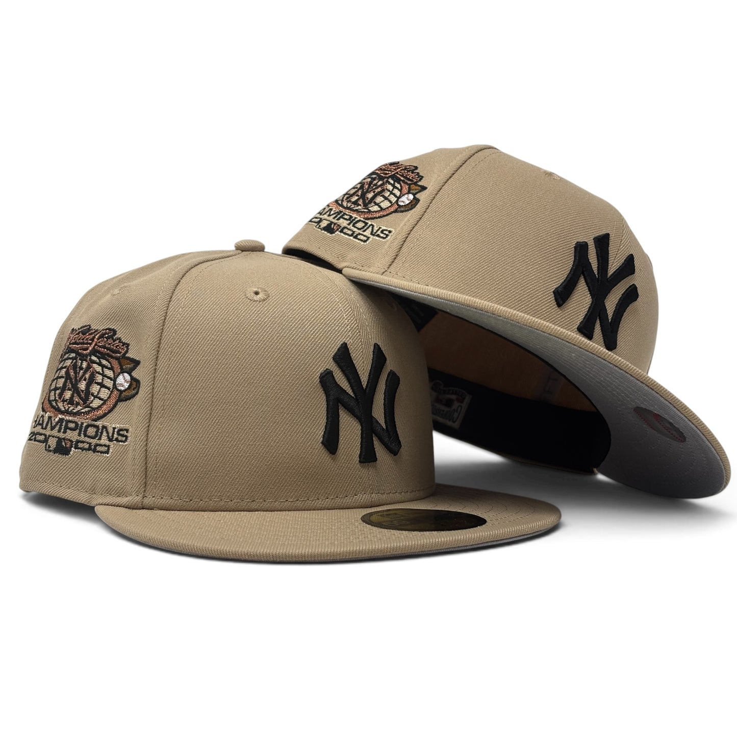 New York Yankees 2000 World Series Champions Fitted Hats-Camel