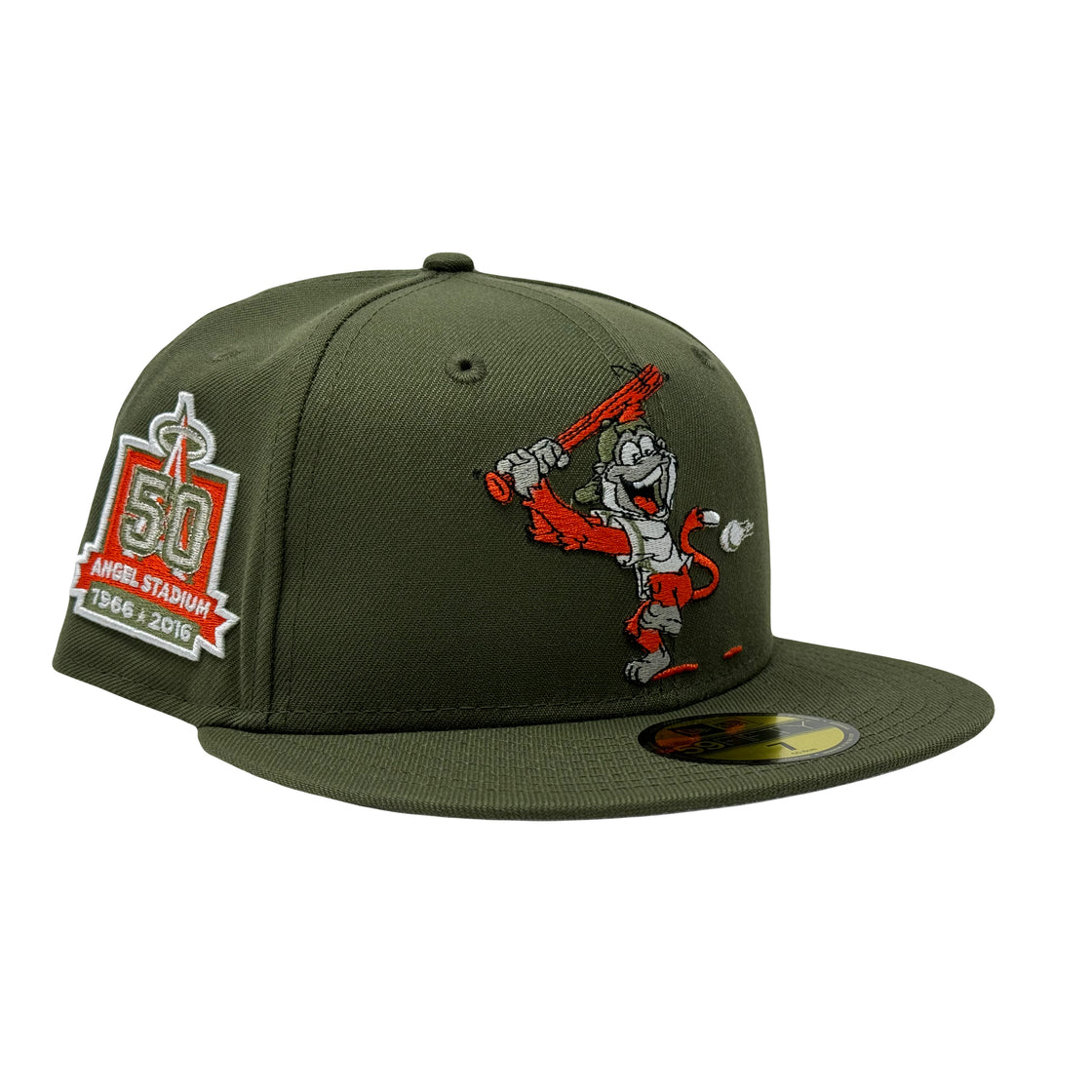 Los Angeles Angels 50th Anniversary Olive green Mascot Logo New Era Fitted Hat
