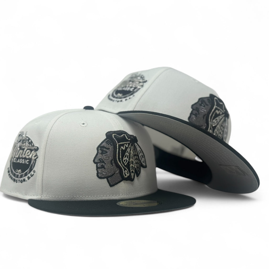 Chicago Blackhawks 2015 Winter Classic Fitted Hats-White Black