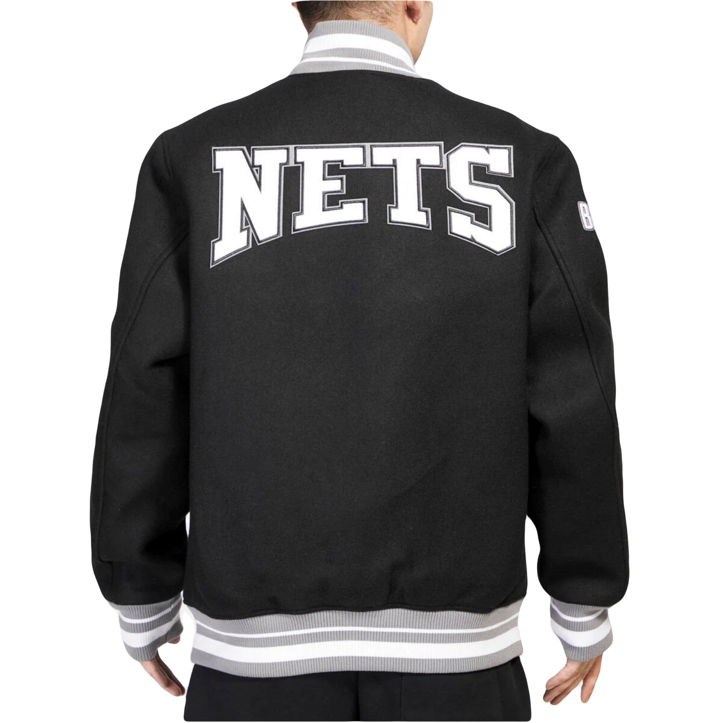 Brooklyn Nets Pro Standard Crest Black Wool Varsity Jacket