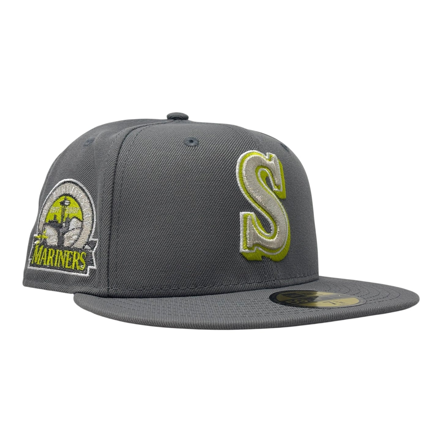 Seattle Mariners 30th Anniversary Fitted Hats-Gray Lime Green
