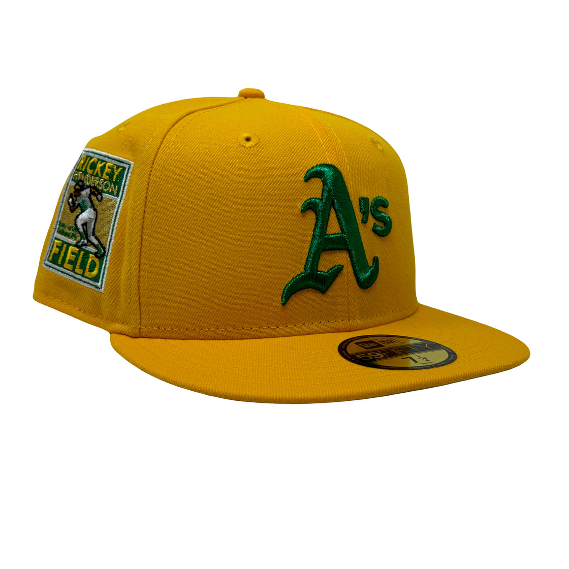 Oakland Athletics Rickey Handerson Field Taxi Yellow 59Fifty New Era Fitted Hat