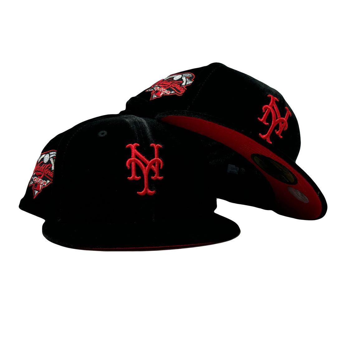 New York Mets 2000 World Series Black Velvet Red Brim New Era Fitted Hat