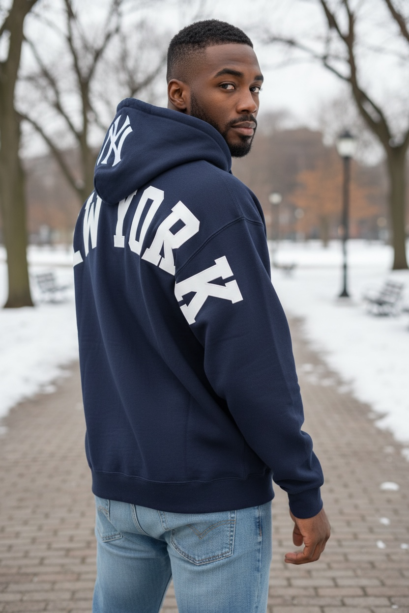 Pro Standard New York Yankees Wingspan Drop Shoulder Navy Hoody