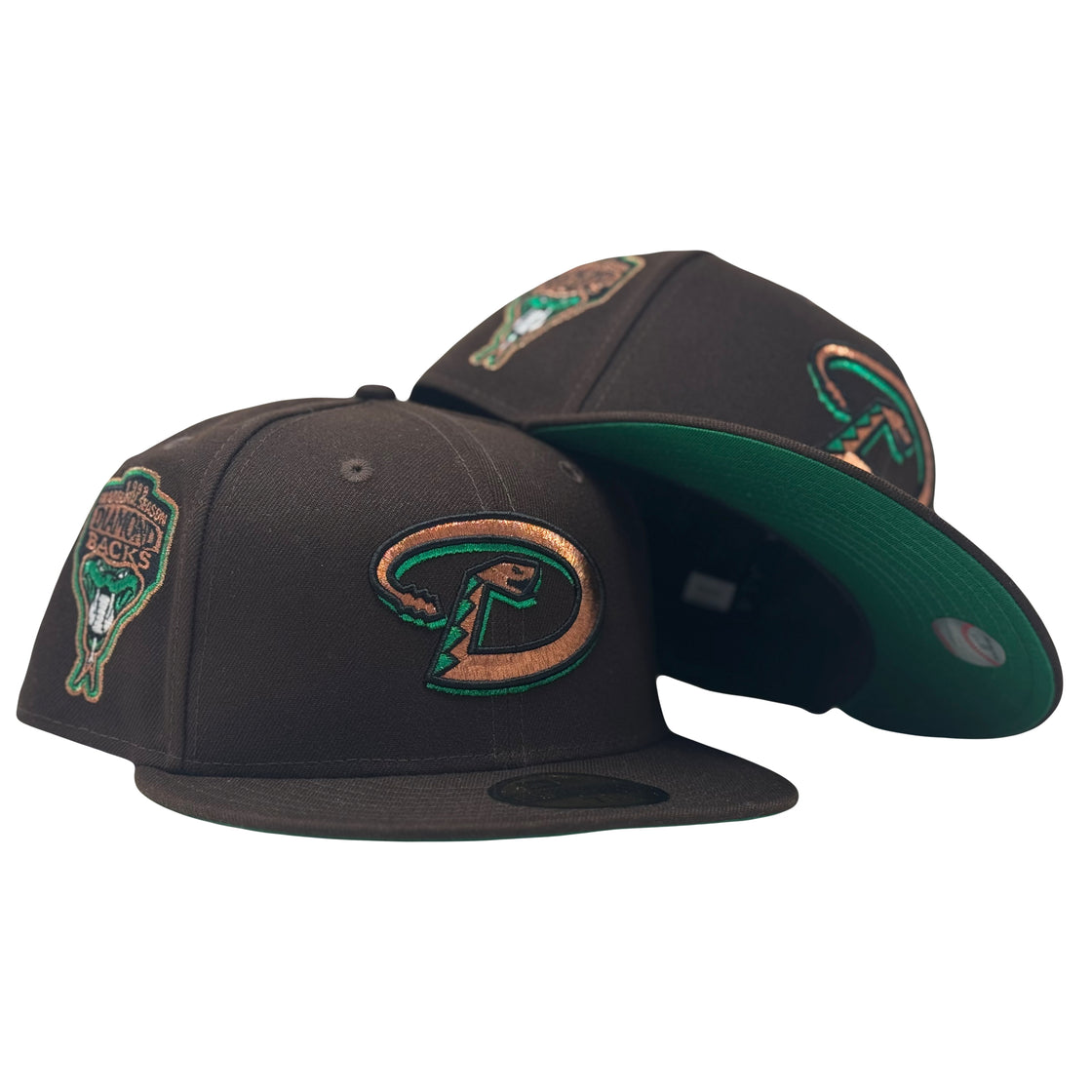 Arizona Diamondbacks 1998 Inaugural Season Dark Brown Green Brim Fitted Hats