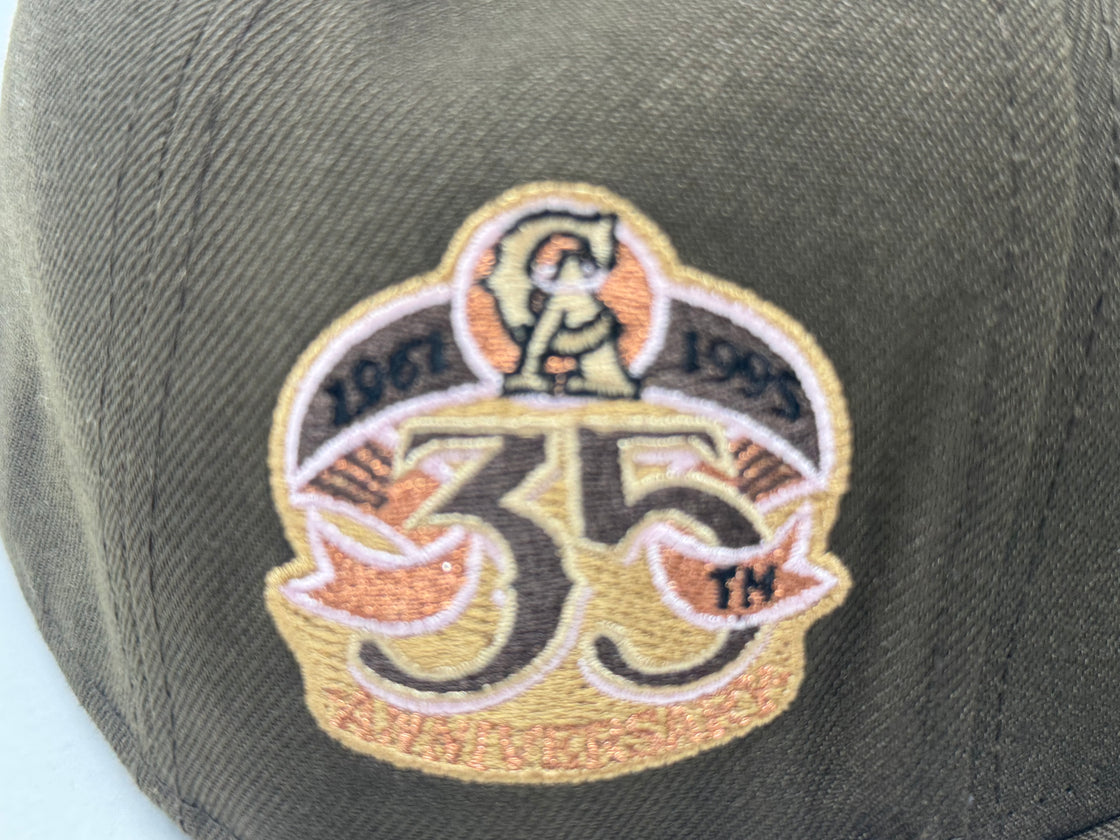 Los Angeles Angels 35th Anniversary Pink Brim Fitted Hats-Brown