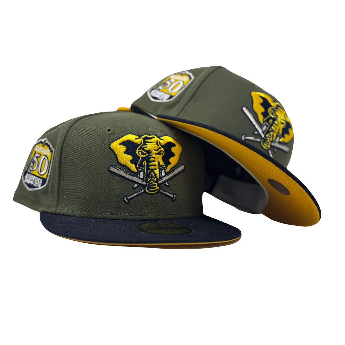 Oakland Athletics 50th Anniversary Taxy Yellow Brim Fitted Hats