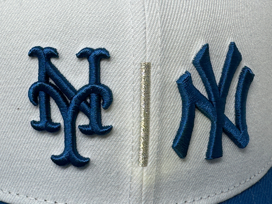 New York Yankees VS Mets Subway Series White Wizard Blue Visor 59Fifty New Era Fitted Hat