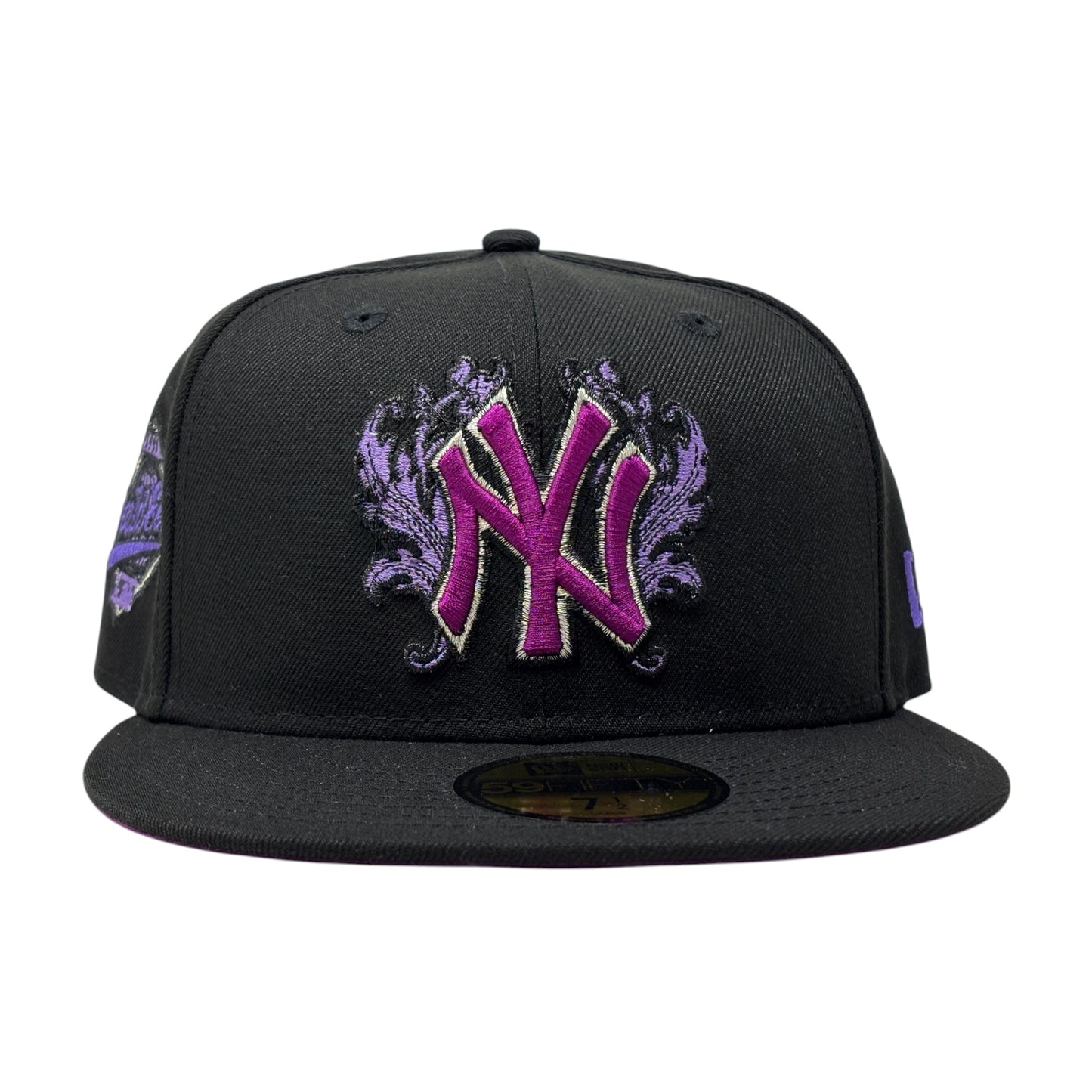 New York Yankees 1996 World Series iconic interlocking Fitted Hats-Black Purple