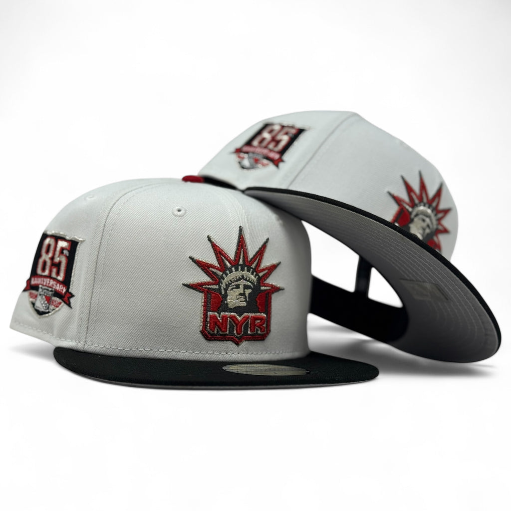 New York Rangers 85th Anniversary Fitted Hats-White Black