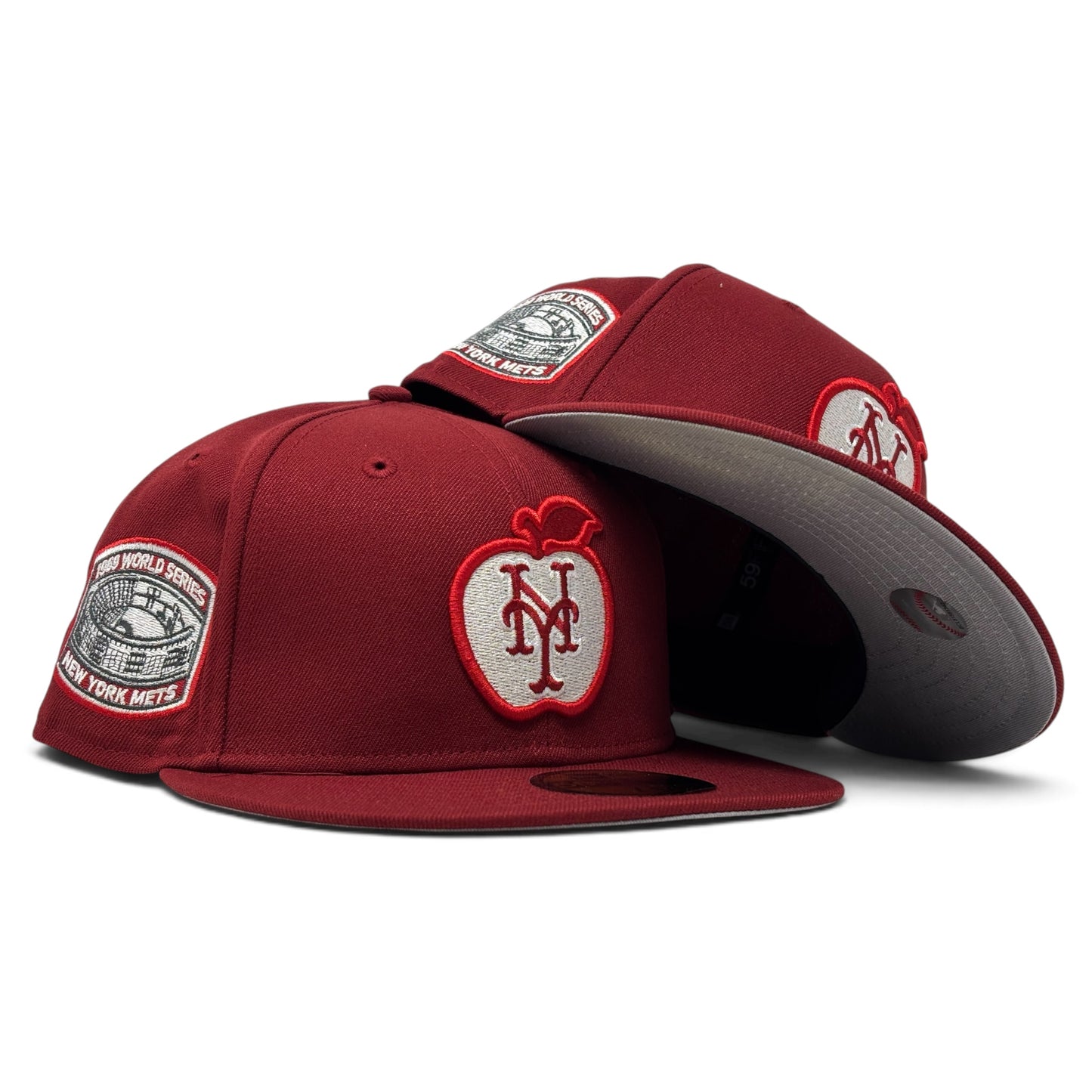 New York Mets 1969 World Series Apple Logo Fitted Hat-Brick Red