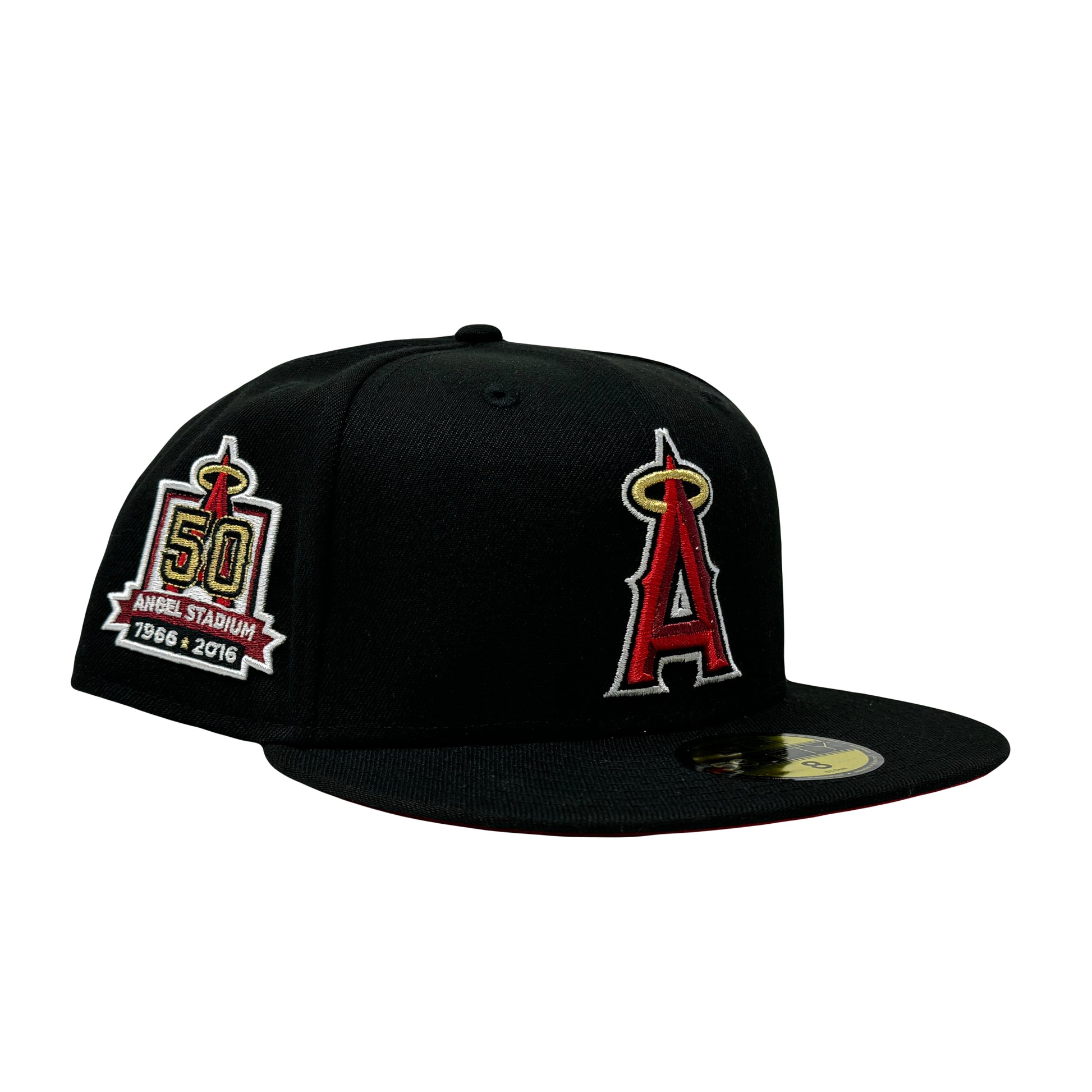 Los Angeles Angels 50th Anniversary Black Red Brim New Era Fitted Hat