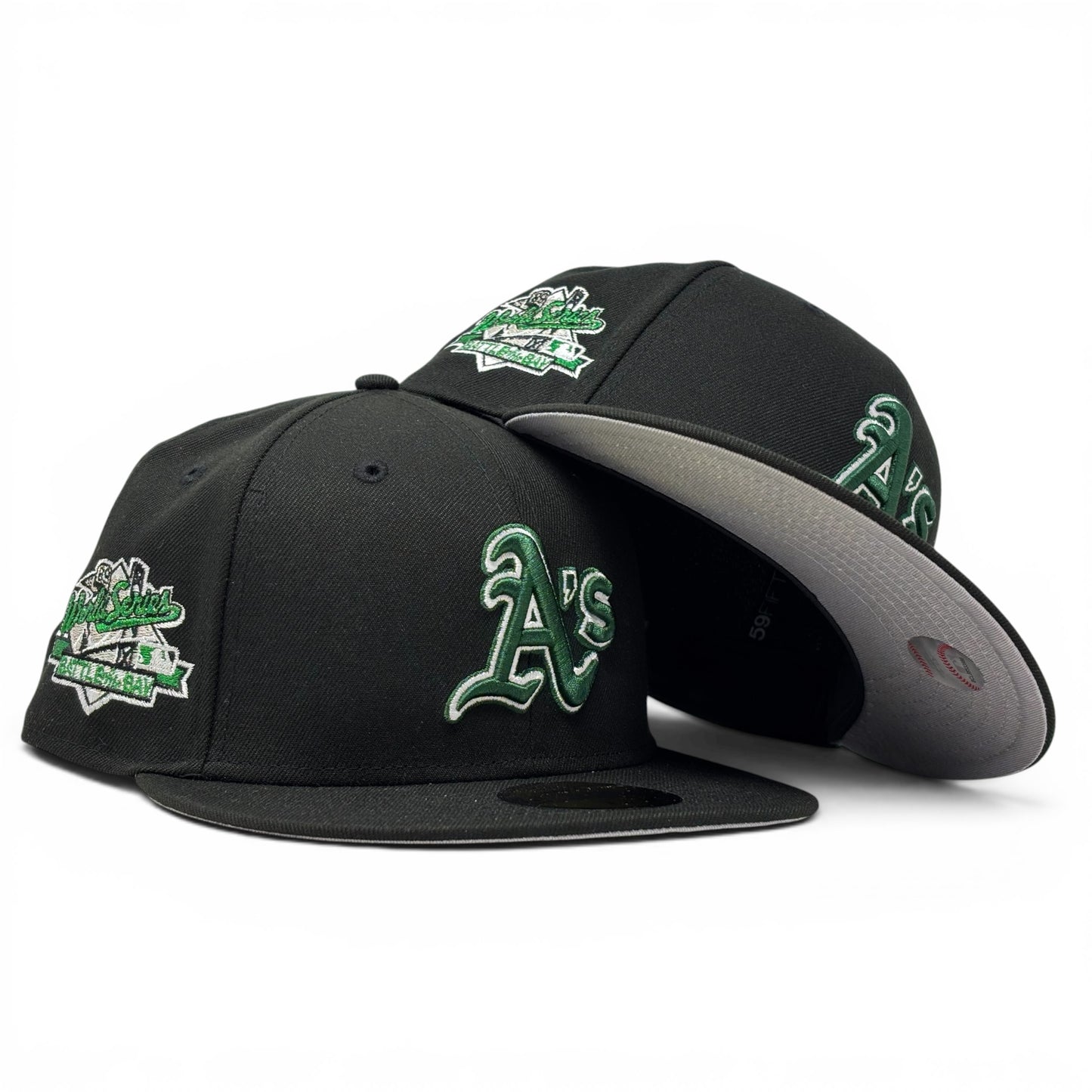 Oakland Athletics Battle of the Bay 1989 World Series Fitted Hats-Black