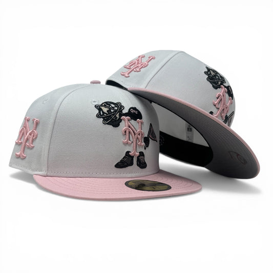 New York Mets Cartoon 59FIFTY QNS  New Era  Fitted Hat -White/Pink