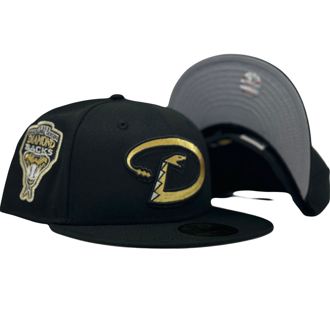 Arizona Diamondbacks 1998 Inaugural season Black Metallic Gold Logo 59Fifty New Era Fitted Hat