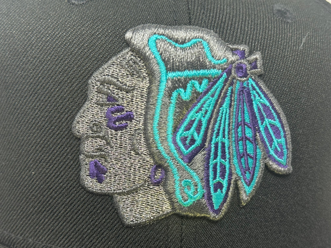 Chicago Blackhawks 59Fifty New Era Fitted Hats-Black