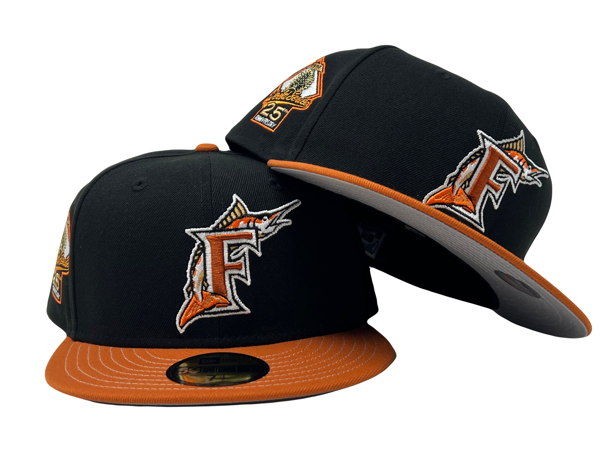 Florida Marlins New Era Custom Orange Side Patch 59FIFTY Fitted Hat, 7 3/8 / Orange